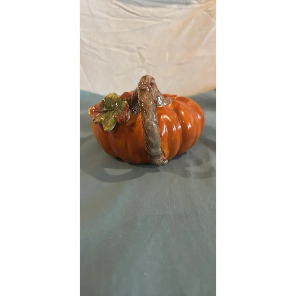 Vintage Harvest Pumpkin Ceramic Teapot, unbranded cir. 1980- 05